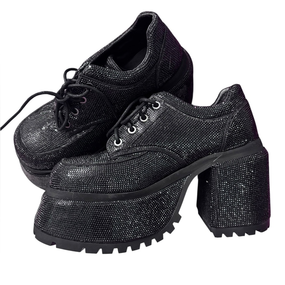 CURRENT MOOD Black Platform Chunky Heels